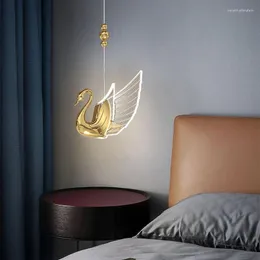 Lampade a sospensione Nordic LED Lampadari moderni a forma di cigno Lampada a sospensione Illuminazione per interni Decorazioni per la casa Apparecchio per camera da letto del soggiorno