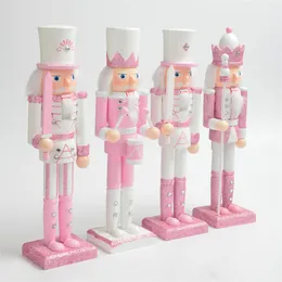 Weihnachtsdekoration, 30 cm, Nussknacker, rosa glitzernde Soldat-Puppe, kreative Handwerksfigur, Holzpuppe, Geschenke, Ornamente, Zuhause 230619
