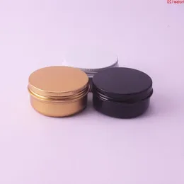 50G Black Gold Aluminum Metal Refillable Containers Makeup Skin Care Cream Lotion Cosmetics Container Jar Pot Bottle 50pcsgoods Wabwo