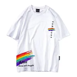 Graficzna koszulka designerska T-shirt duma LGBT kolorowy pasek drukowane gejowskie lesbijskie tęczowa bawełna Y2K w stylu krótki koszulki TEE TOP TOP COALTIY CREEK SCIRTS LGBTQ