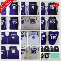 Retro Baskeball Demarcus 15 Двоянки Джерси, Уэббер Бибби Стоякович Ричмонд Джерси, Человек из фиолетового белого черного для размера sxxl