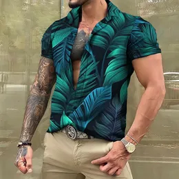 Erkekler Sıradan Gömlek Gömlek ve Bluz Hawaii Erkek Gömlek Tropikal 3D Baskı Kısa Kollu Kısa Kol Üstleri Büyük Boy Tees Man Giyim Camisa 230619