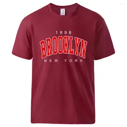 Men's T Shirts 1898 Brooklyn York Printed Short Sleeve Men Loose Casual All Match Tshirt Cotton Breathable Clothing Vintage Perfect Shirt