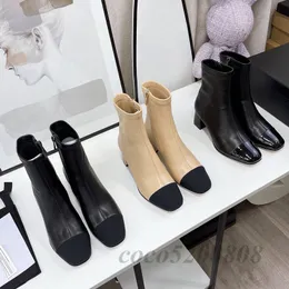 Lolita skor kvinnor ankelstövlar mode äkta läder blandad färg kvinna chelsea boot runway outfit rund tå chunky höga klackar stövlar kvinna