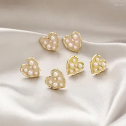 Stud Earrings Unique Design Gold Plated Acrylic Heart Big Earring For Women Gift 2023 Korean Imitation Pearl Charm Party Jewelry