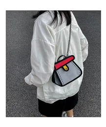 Paquetes de día Bolso de lona de dibujos animados Nuevo anime Lindo Bolso de dibujos animados de graffiti Diseño popular Bolso de mensajero de cadena para mujer