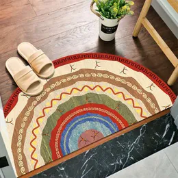 카펫 보헤미안 매트 기하학적 반원형 도어 매트 침실 욕실 부엌 문 깔개 인쇄 매트 230617을위한 반 슬립 세척 가능한 카펫