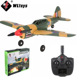 전기/RC 항공기 WLTOYS XK A220 RC 항공기 4 채널과 같은 실제 기계 6G/3D P40 전투기 리모컨 글라이더 무인 항공기 야외 장난감 230619