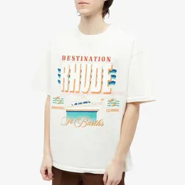 디자이너 패션 의류 티 Tshirt 미국 패션 브랜드 Rhude 세일링 크루저 웨이브 느슨