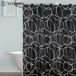 Duschvorhänge YOMDID schwarze Badewannenabdeckung mit weißem kreisförmigem Muster, wasserdichte Duschabdeckung aus dickem Polyester mit 12 Haken 230619