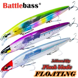 Iscas Iscas Battlebass 145mm 27g Flutuante Água do Mar Água Doce Swimbait Pesca Wobbler Flash Lâmina Minnow Pesca Isca 230619