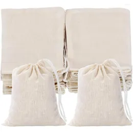 Förvaringspåsar 50st Muslin Multipurpose Cotton Drawstring Bag Hemförsörjning för hantverk Candies kaffebönor
