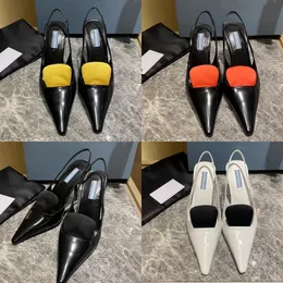 Women Kitten Leather Heels Designer Slingbacks Sandals French Pointed Tote Stiletto Heel High Heel Sandals 5.5cm with Box 89617