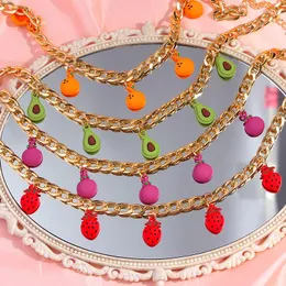 Chaînes Flatfoosie mode coréenne avocat pastèque pendentif collier pour femmes couleur or métal Fruit Design bijoux cadeau