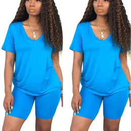 Women's Tracksuits V-neck Multi-color Short-sleeved End Pants Two-piece Fashion Casual Suit
