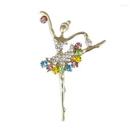 Broszki 2023 Rhinestone balet gimnastyka tancerka dziewczyna urocza dla kobiet wykwintna kolorowa pinowe pin Corsage Modna biżuteria