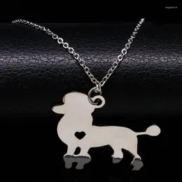 Collane con ciondolo Cane barboncino Collana in acciaio inossidabile per donne Animali domestici delicati Gioielli animali Collier Sautoir N933S07