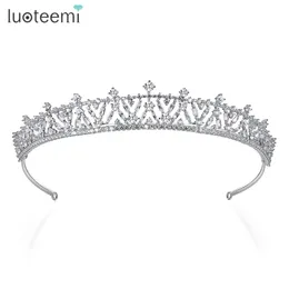 Fermagli per capelli Mollette LUOTEEMI Fashion Princess Cubic Zirconia Diademi e corone Nozze Nuziale Prom Fidanzamento di lusso Accessori Splendida fascia per capelli 230619