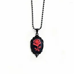 Pendant Necklaces Gothic Rose Cameo Charm Necklace For Women Girl Mysterious Witch Jewelry Accessories Gift Black Choker