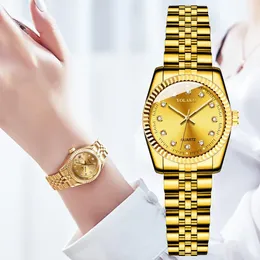 الساعات النسائية Women Watches Top Brand Luxury Fashion Diamond Listies Wristiates Stainsal Steel Gold Mesh Strap Female Quartz Watch 230619