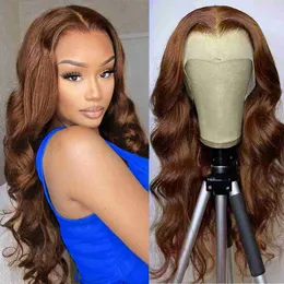 Nxy Hair Wigs Body Wave Lace Front Wig 13x4 Hd Frontal Humano Brasileiro para Mulheres Castanho Transparente à venda 230619