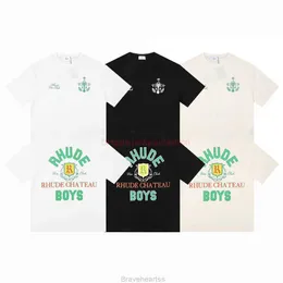 디자이너 패션 의류 티 Tshirt Rhude 여름 새 로고 편지 인쇄 커플 느슨한 면화 거리 패션 브랜드 짧은 슬리브 Tshirt면 스트리트웨어 탑