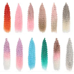 Sentetik Örgü Ariel Curl Saç Uzantıları Su Dalgası Twist Tığ işi Ombre Renk 22 İnç Derin Dalga Örgü Saç