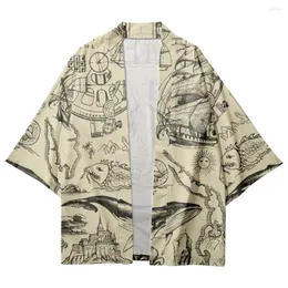 Mäns casual skjortor plus storlek 2023 sommar lös bohemisk stil kimono män kvinnor japanska kläder yukata manlig kostym hjärtkläder