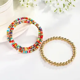 Charm Bracelets Colorful Acrylic Beads For Women Bohemian Summer Beach Golden Bead Statement Bracelet Jewelry Pulseras Handmade