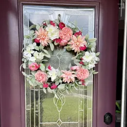 Kwiaty dekoracyjne drzwi frontowe girlandy realistyczne kolorowe dekoracje domu dostarczają ornament wieńca