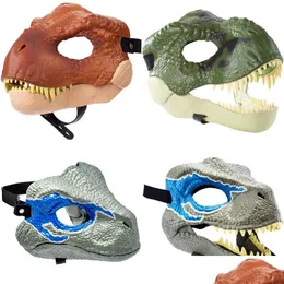 Party Masks Halloween Dinosaur med rörlig käke cosplay kostym latex mask för adt drop leverans hem trädgård festliga leveranser dhkox