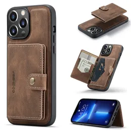 Retro PU -lädertelefonöverdrag för iPhone 2 i 1 avtagbar magnetisk plånbokspåse Korthållare Slim Leather Case för iPhone 13 12 11