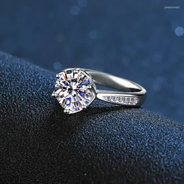 Cluster Rings 3 Cttw Moissanite Wedding Ring Sterling Silver 14K White Gold Round Brilliant Diamond Solitaire per le donne Fidanzamento