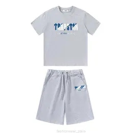Tasarımcı Moda Giyim Erkek Trailsuits Tees tişörtleri gömlek şortları travstar mavi beyaz havlu nakış gevşek rahat yaz trend kısa kollu şort capris se