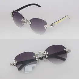 Akcesoria krzyżowe MOISSANITE Zestaw Diamentowe Zestaw Rimess Sunglasses Womans Big Stones Diamentowe okulary przeciwsłoneczne Oryginalne białe mieszanka Czarna Buffalo Horn Mężczyźni Kobiety okulary przeciwsłoneczne