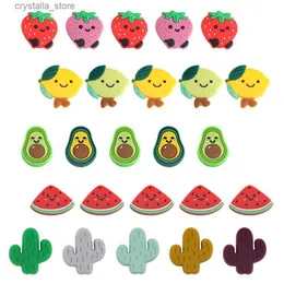 Sunrony 10Pcs Silicone Beads Mini Fruit Set Watermelon Strawberry Lemon Food Grade Teether DIY Pacifier Chain Baby Molar Toys L230518