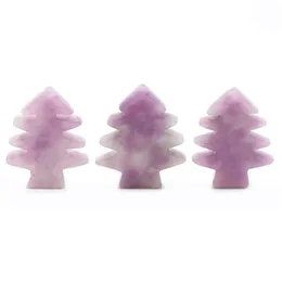 Pendant Necklaces 3 Pieces Lepidolite Healing Crystal Stones Mini Christmas Tree Desk Ornament Pocket Stone Home Office Decoration D Dhzqh