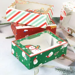 100Pcs/Lot Large Size Christmas Candy Cookie Cardboard Box With Plastic Pvc Window Gingerbread Chocolate Gift Gift Box