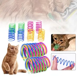 Rolig Spring Cat Toy Colorful Coil Spiral Springs Chasing Interaction Chew Toy for Kitten High Elasticity Dåliga husdjursmaterial