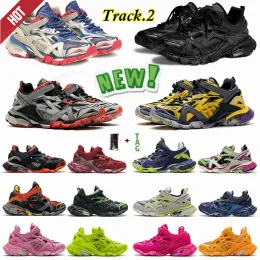 Com Box Track 2 Tênis Designers 2.0 Sapatos Casuais Masculino Feminino Tracks 4.0 Tênis respirável tecido de malha de nylon Couro em relevo cadarço Jogging Caminhada Chaussures 36-45