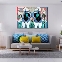 Soyut tuval sanat dört kuş boyama mutfak için el yapımı modern dekor