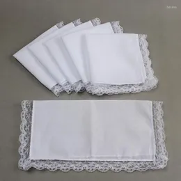 Bow Ties 3st White Cotton Handkakor Hanky ​​Blank spets Hankies för bröllop äter matficka fyrkantiga män kvinnor