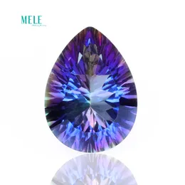 Löst diamanter Natural Crystal Rainbow Blue Quartz 78ct Pear Mystic Crystal Coating Water Drop Diy Pendant Earring Ring Stone 230619