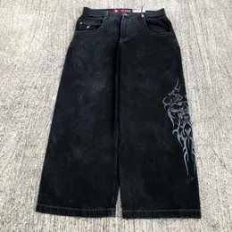 Erkekler Kot Gotik Kafatası İşlemeli Pantolon Siyah Kot Street Giyim Y2K Moda Kore Moda Pantolon Gençler Rap Bol Jeans 230620