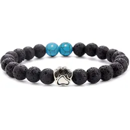Beaded 8mm Natural Turquoise Tiger Eye Stretch Armband Essential Oil Diffuser Dog Lover Paw Charm Pet Memorial Drop DHSCJ