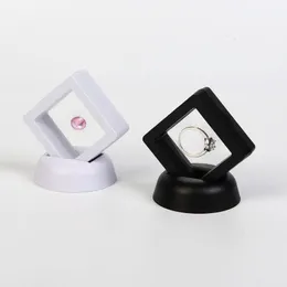 Fashion PE -fall visar Square 3D -album Floating Frame Holder Black White Nail Coin Box Jewelry Dishow -SHOW FALL FÖR GIFT F2678 DQXAC