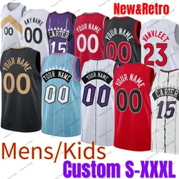 Nova camisa de basquete retrô 15 Vince Carter 23 Fred VanVleet kyle lowry Pascal Siakam Khem Birch Tracy McGrady Scottie Barnes vermelho preto personalizado masculino tamanho infantil S-XXXL