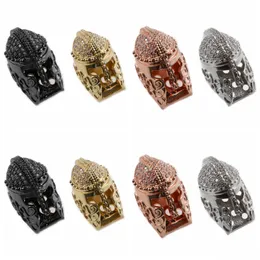 Metaller Knight Hjälm Space Pärlor för smycken DIY -armband som gör Fashion Metal Brass Micro Pave Crystal Geometry Alloy CZ Rhinestone Dhqia