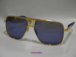 Top Original Owolesale Dita Sunglasses Интернет -магазин Dita Mach Five Mac 5 Titanium Gold Metal рама Blue Mirror Lens