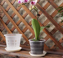 Sadzarki garnki kontrolowane korzeniem przezroczyste kwiatowe do sadzenia Orchid Cattleya z STOMATA Flowerpot Dekoracja domowa plastikowa kwiat R230620